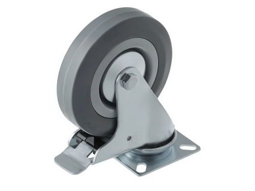 Колесо аппаратное с поворотной площадкой и тормозом и втулкой скольжения SCgb 55 (120 мм/100 кг)