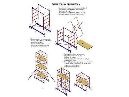 Вышка-тура МЕГА 1 высотой 1.8 м с колесами и винтовыми опорами 902