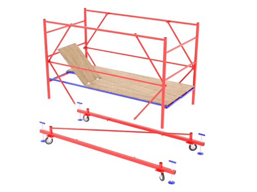 Вышка-тура МЕГА 2М высотой 13.6 м передвижная с опорами-стабилизаторами