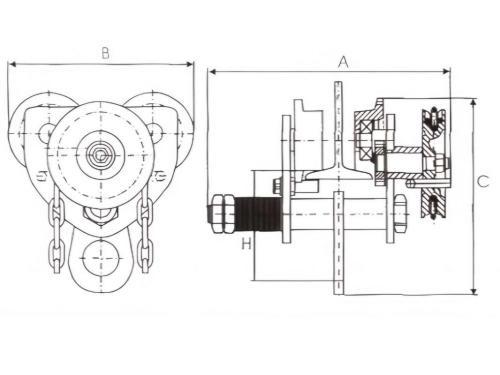 Тележка для ручной тали приводная GCL TOR 5т 12м