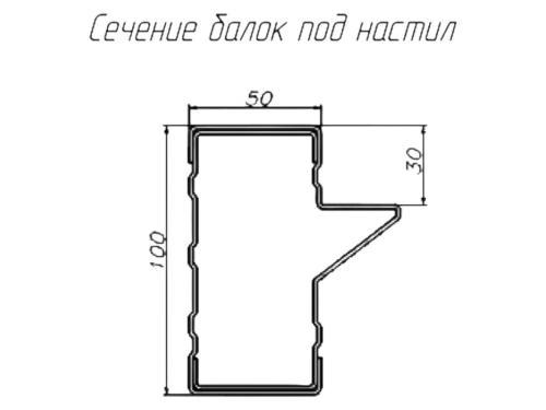 Ригель СТСМ 3300х100х50 П полимер RAL 7035