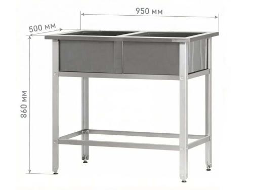 Ванна моечная ВМСр - 500/2 "Retail", 2 отв. д/смесителя