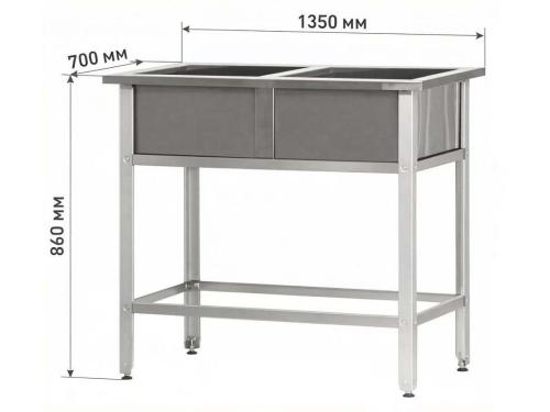 Ванна моечная ВМСр - 700/2 "Retail", 2 отв. д/смесителя