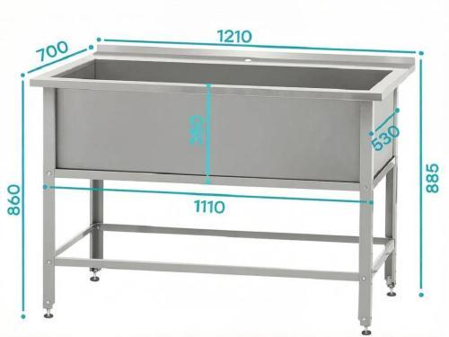 Ванна моечная ВМСб - 1210 "Base" (полка с отверстием, борт)