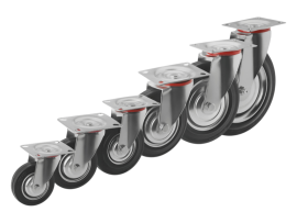 Самые популярные промышленные колеса с площадкой и шинкой из черной резины