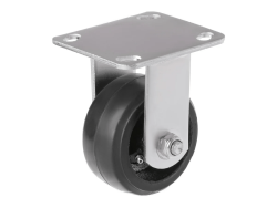 Колесо чугунное большегрузное с неповоротной площадкой и литым резиновым слоем FCD 46 (100 мм/130 кг)