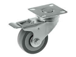 Колесо аппаратное с поворотной площадкой и тормозом и втулкой скольжения SCgb 25 (50 мм/50 кг)