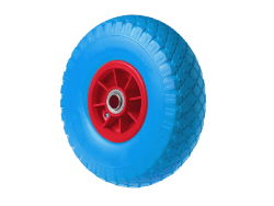 Колесо пенополиуретановое 3.00-4 с симметричной ступицей, пластиковым ободом и шариковым подшипником, ось 16 мм PU 1804-16 (250 мм/120 кг)