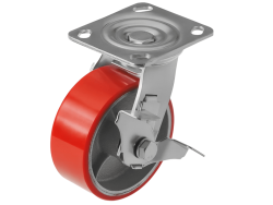 Колесо полиуретановое большегрузное с поворотной площадкой и тормозом SCPB 55 (125 мм/280 кг)