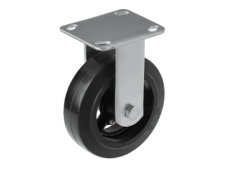 Колесо чугунное большегрузное с неповоротной площадкой и литым резиновым слоем FCD 63 (150 мм/230 кг)