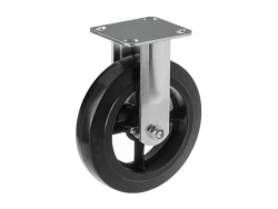 Колесо чугунное большегрузное с неповоротной площадкой и литым резиновым слоем FCD 80 (200 мм/280 кг)