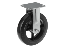 Колесо чугунное большегрузное с неповоротной площадкой и литым резиновым слоем FCD 85 (250 мм/350 кг)