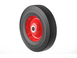 Колесо литое бескамерное для тачек с несимметричной ступицей, металлическим ободом и шариковый подшипником, ось 20 мм SR1901-20N (250 мм/160 кг)
