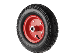 Колесо пневматическое 4.00-6 с симметричной ступицей, металлическим ободом и шариковым подшипником, ось 20 мм PR 2003-20 (320 мм/160 кг)