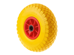 Колесо пенополиуретановое 3.00-4 с симметричной ступицей, пластиковым ободом и роликовым подшипником, ось 20 мм PU 1807-20 (260 мм/120 кг)