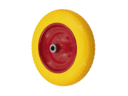 Колесо пенополиуретановое 3.25/3.00-8 с симметричной ступицей, металлическим ободом и шариковым подшипником, ось 16 мм PU 2400-16 (360 мм/160 кг)