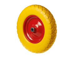 Колесо пенополиуретановое 4.00-8 с симметричной ступицей, металлическим ободом и шариковым подшипником, ось 20 мм PU 3000-20 (380 мм/160 кг)