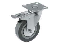 Колесо аппаратное с поворотной площадкой и тормозом и втулкой скольжения SCgb 42 (100 мм/80 кг)