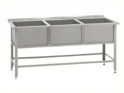 Ванна моечная ВМСб - 630/3 "Base" (полка с 3-мя отверстиями, борт)