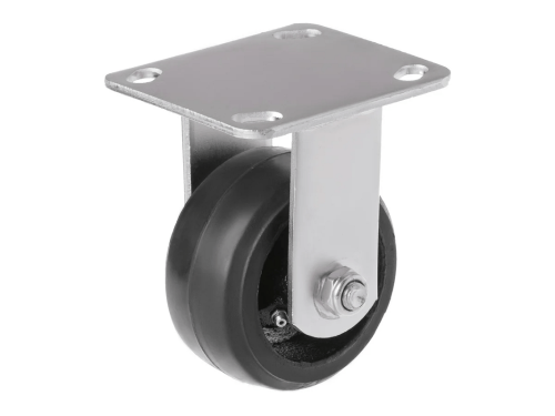 Колесо чугунное большегрузное с неповоротной площадкой и литым резиновым слоем FCD 46 (100 мм/130 кг)