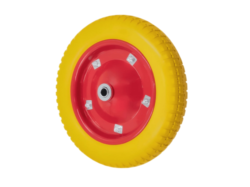 Колесо пенополиуретановое 3.00-8 с симметричной ступицей, металлическим ободом и шариковым подшипником, ось 16 мм PU 2401-16 (340 мм/160 кг)