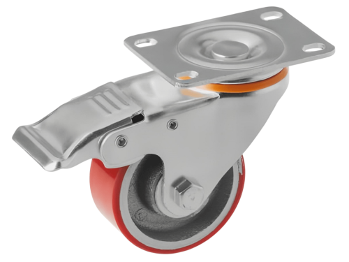 Колесо большегрузное с поворотной площадкой и тормозом SCPB 93 (75 мм/150 кг)
