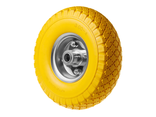 Колесо пенополиуретановое 3.00-4 с симметричной ступицей, металлическим ободом и шариковым подшипником, ось 20 мм PU 1804-20 (260 мм/120 кг)