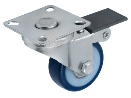 Колесо мебельное с поворотной площадкой и покрытием из поливинилхлорида и тормозом SCvb 25 (50 мм/35 кг)