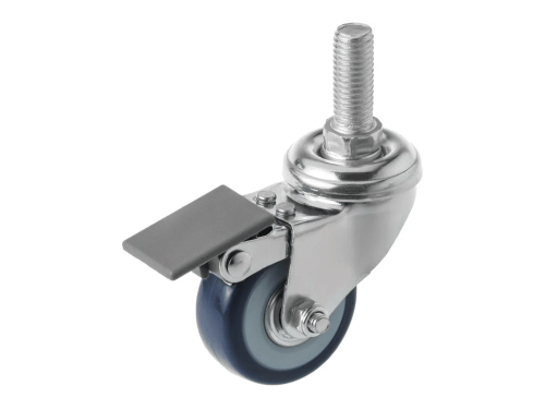 Колесо мебельное с болтом М10 и покрытием из поливинилхлорида и тормозом SCtvd 25 (50 мм/ 35 кг)