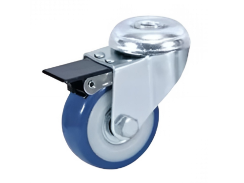 Колесо мебельное под болт М10 и покрытием из поливинилхлорида и тормозом SChvd 25 (50 мм/ 35 кг)