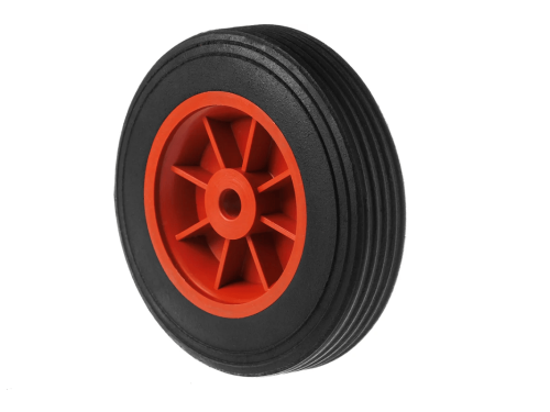 Колесо литое бескамерное для тачек с симметричной ступицей, пластиковым ободом и втулкой скольжения, ось 12 мм SR 1104-12 (150 мм/70 кг)