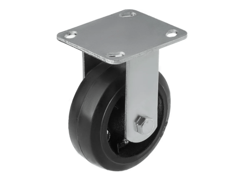 Колесо чугунное большегрузное с неповоротной площадкой и литым резиновым слоем FCD 54 (125 мм/160 кг)