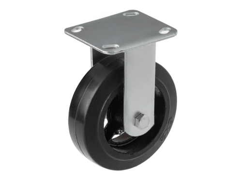 Колесо чугунное большегрузное с неповоротной площадкой и литым резиновым слоем FCD 63 (150 мм/230 кг)