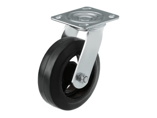 Колесо чугунное большегрузное с поворотной площадкой и литым резиновым слоем SCD 63 (150 мм/230 кг)