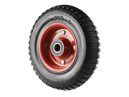 Колесо литое с протекторной резиной, металлическим ободом и шариковым подшипником, ось 17 мм, без крепления PP 200 (200 мм/500 кг)