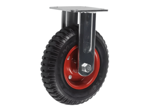 Колесо литое с протекторной резиной, металлическим ободом и шариковым подшипником с неповоротной площадкой PF 250 (250 мм/600 кг)