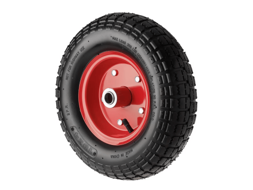 Колесо пневматическое 4.00-6 с симметричной ступицей, металлическим ободом и шариковым подшипником, ось 20 мм PR 2003-20 (320 мм/160 кг)
