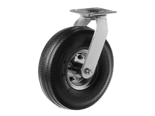 Колесо пневматическое 3.50-4 с поворотной площадкой и металлическим ободом PRS 85 (266 мм/130 кг)