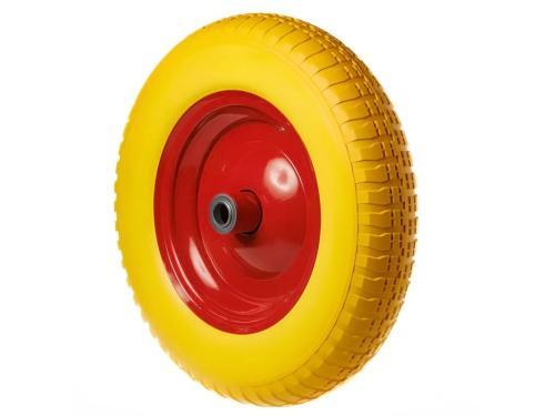 Колесо пенополиуретановое 3.25/3.00-8 с симметричной ступицей, металлическим ободом и шариковым подшипником, ось 20 мм PU 2400-20y (360 мм/160 кг)