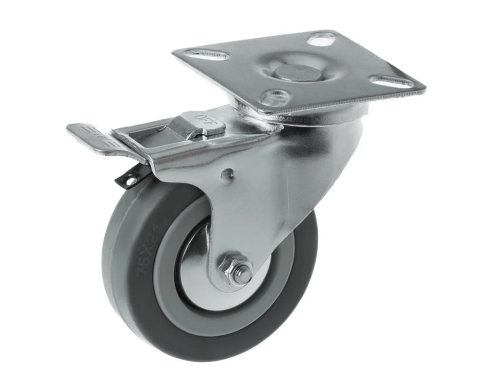 Колесо аппаратное с поворотной площадкой и тормозом и втулкой скольжения SCgb 93 (75 мм/70 кг)