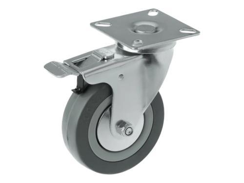 Колесо аппаратное с поворотной площадкой и тормозом и втулкой скольжения SCgb 42 (100 мм/80 кг)