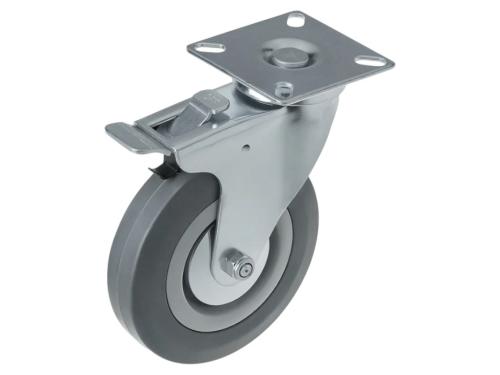Колесо аппаратное с поворотной площадкой и тормозом и втулкой скольжения SCgb 55 (120 мм/100 кг)