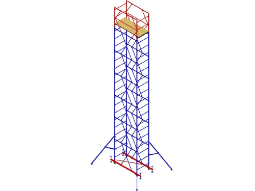 Вышка-тура МЕГА 2М высотой 8.8 м передвижная с опорами-стабилизаторами